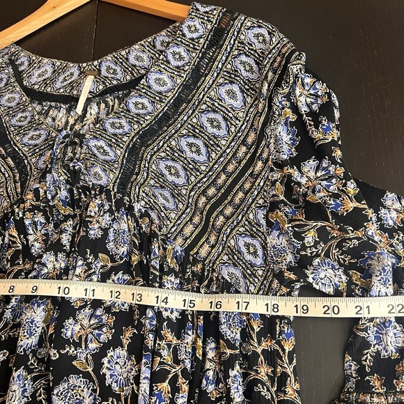 Free People Moonlight Dance Tunic Top Floral Boho Oversized Babydoll Pockets S - Picture 13 of 16
